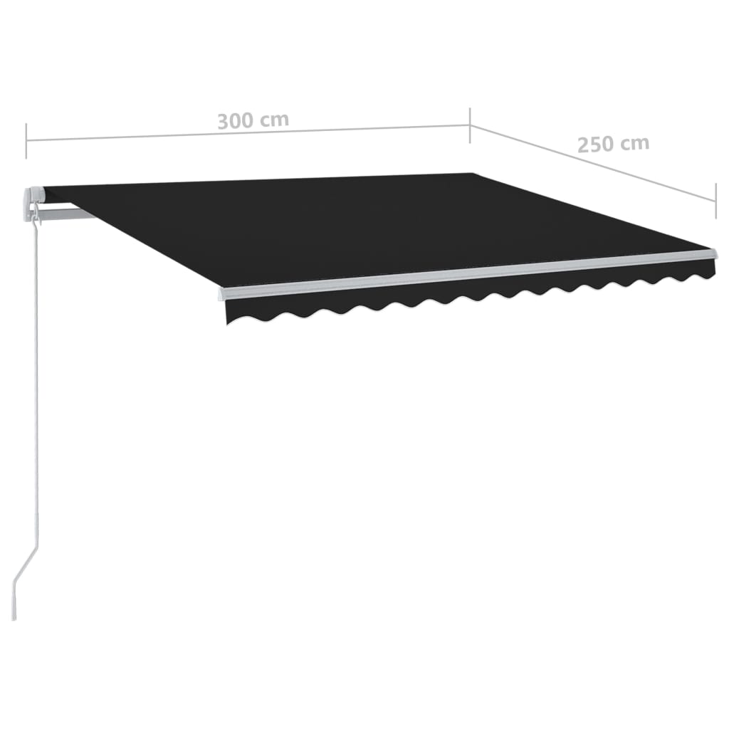 Manuāli izvelkams marķīzs ar LED apgaismojumu, antracīts, 300x250cm