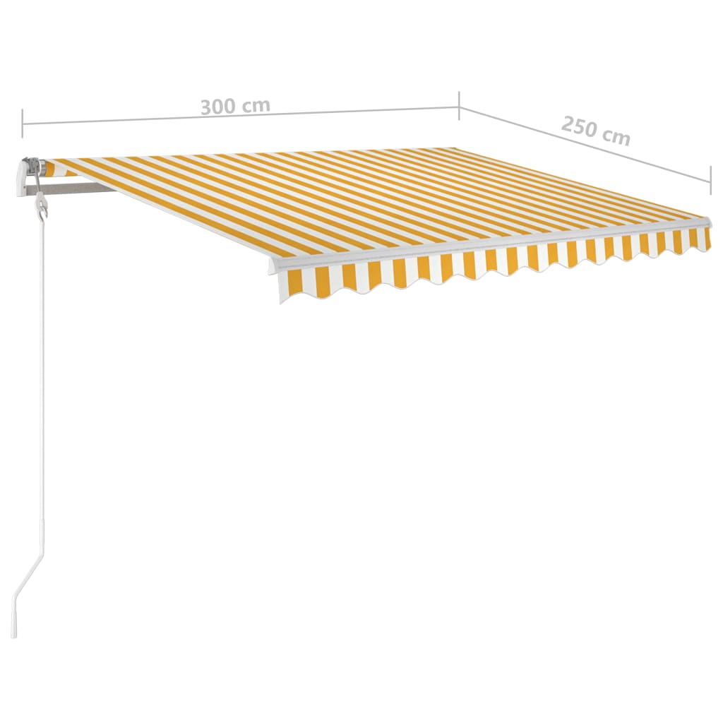 Markizė su LED/vėjo jutikliu, geltona/balta, 300x250cm