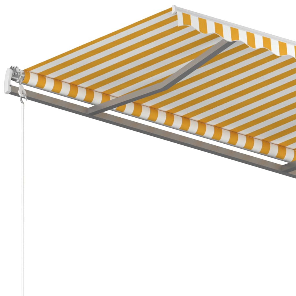 Manually retractable awning, yellow and white, 350x250cm