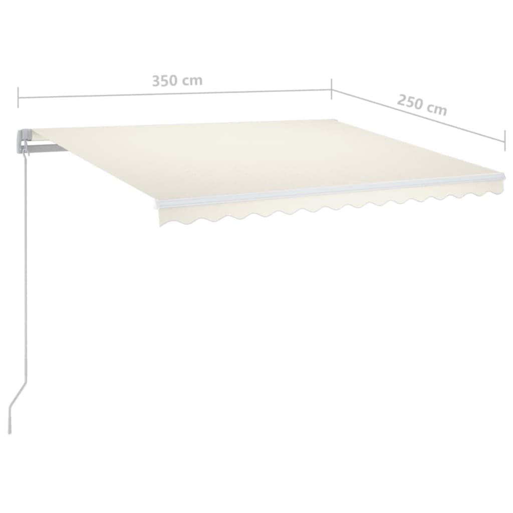 Rankiniu būdu ištraukiama markizė su LED, kreminė, 350x250cm