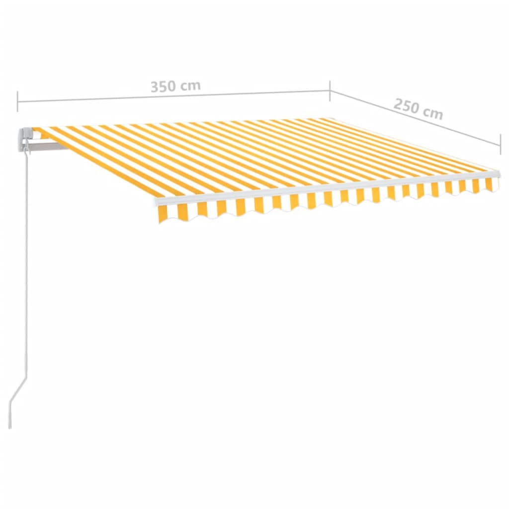 Manually retractable awning, yellow and white, 350x250cm