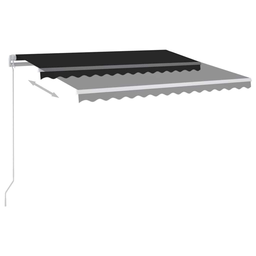 Rankiniu būdu ištraukiama markizė su LED, antracito, 350x250cm