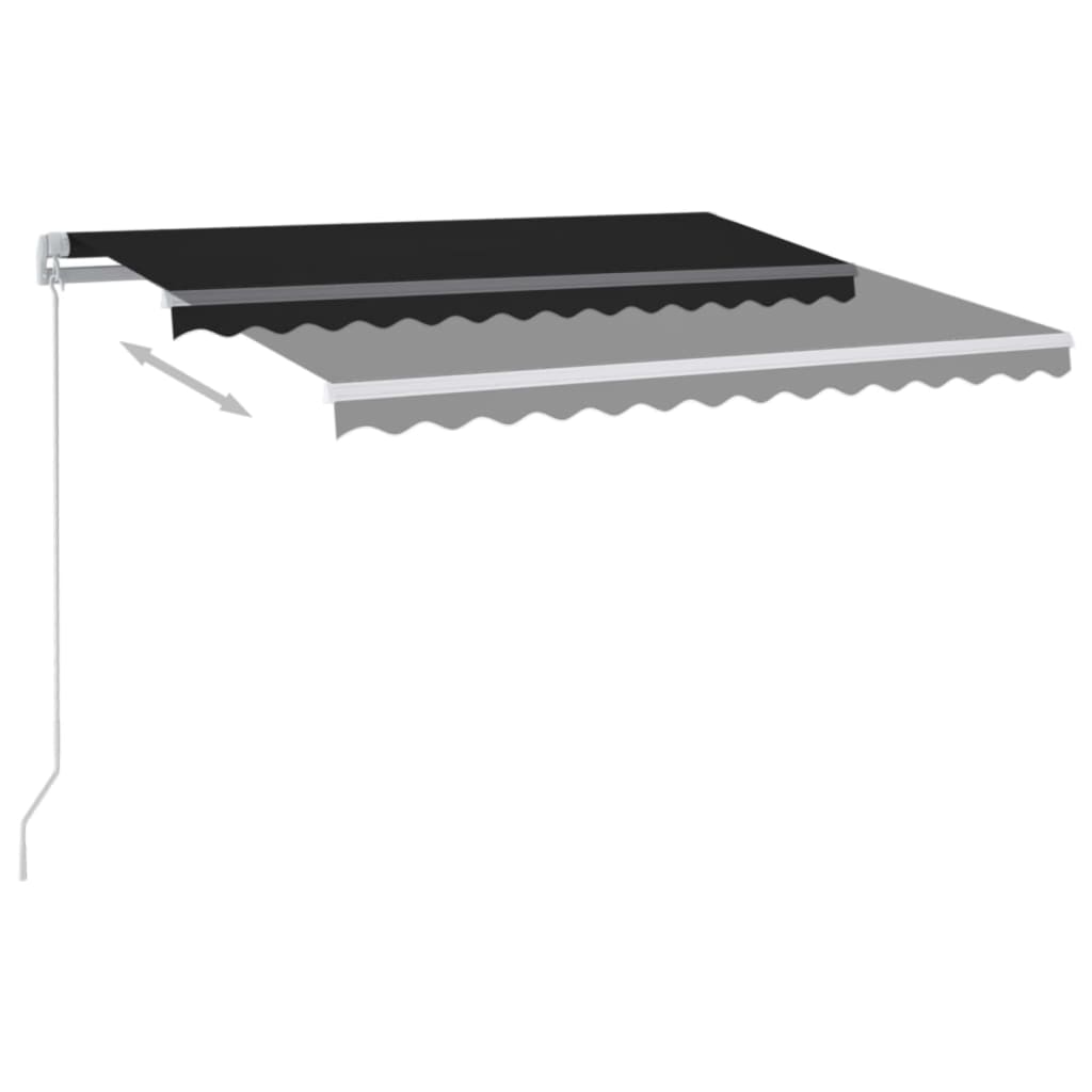 Rankiniu būdu ištraukiama markizė su LED, antracito, 350x250cm