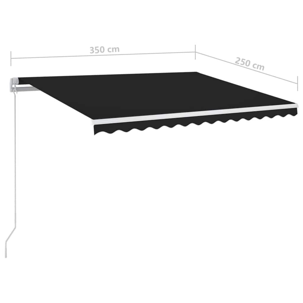 Rankiniu būdu ištraukiama markizė su LED, antracito, 350x250cm