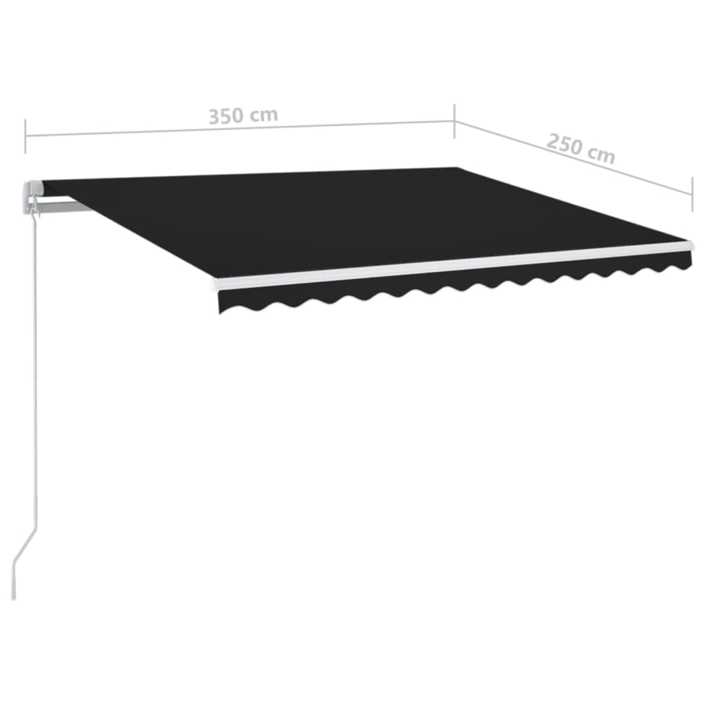 Rankiniu būdu ištraukiama markizė su LED, antracito, 350x250cm