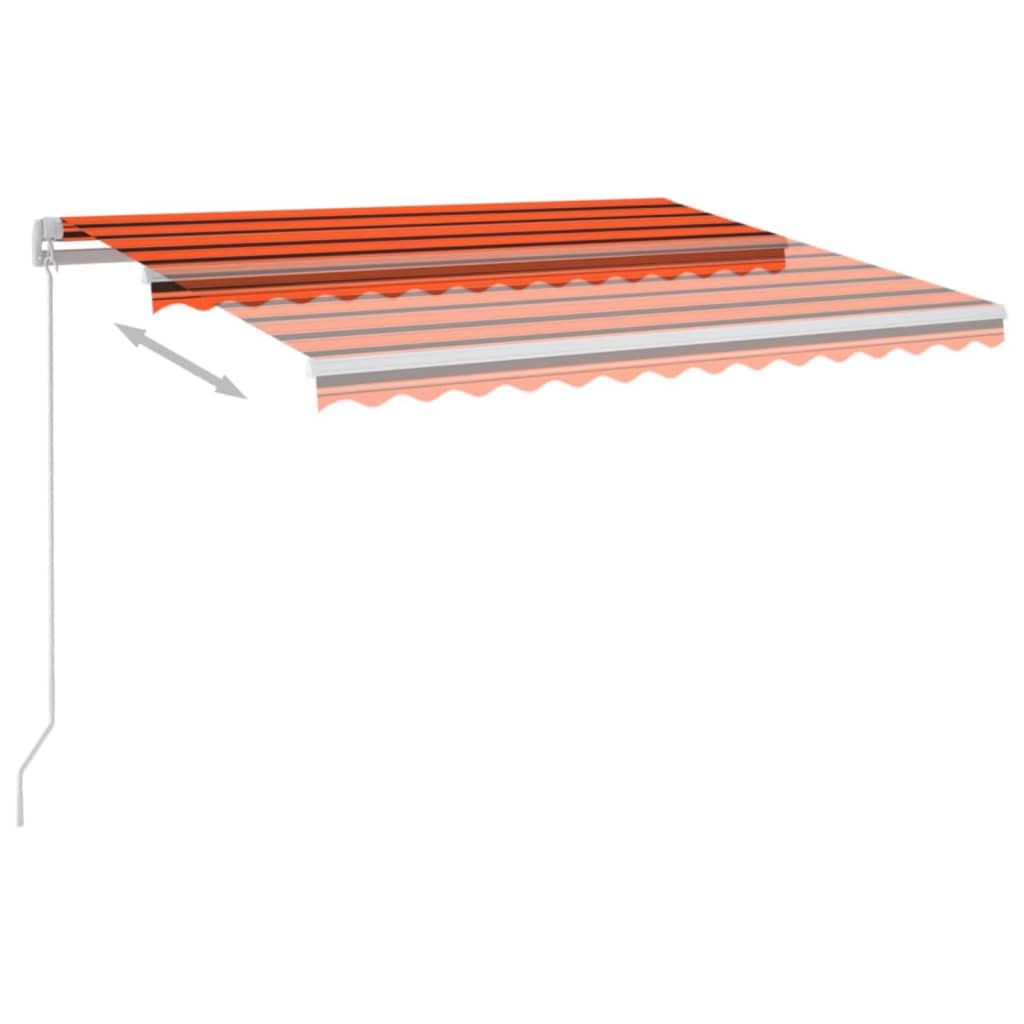 Manual retractable awning, orange and brown, 350x250cm