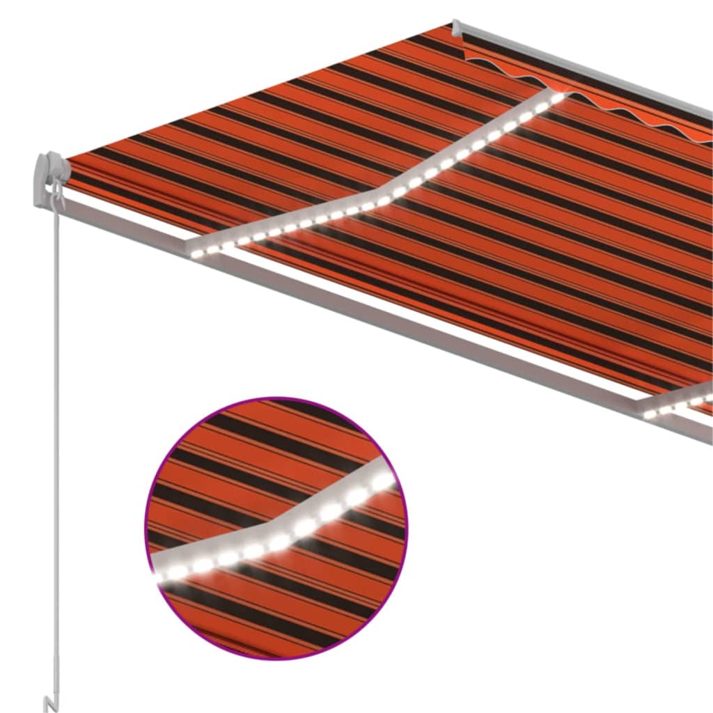 Manual retractable awning, orange and brown, 350x250cm