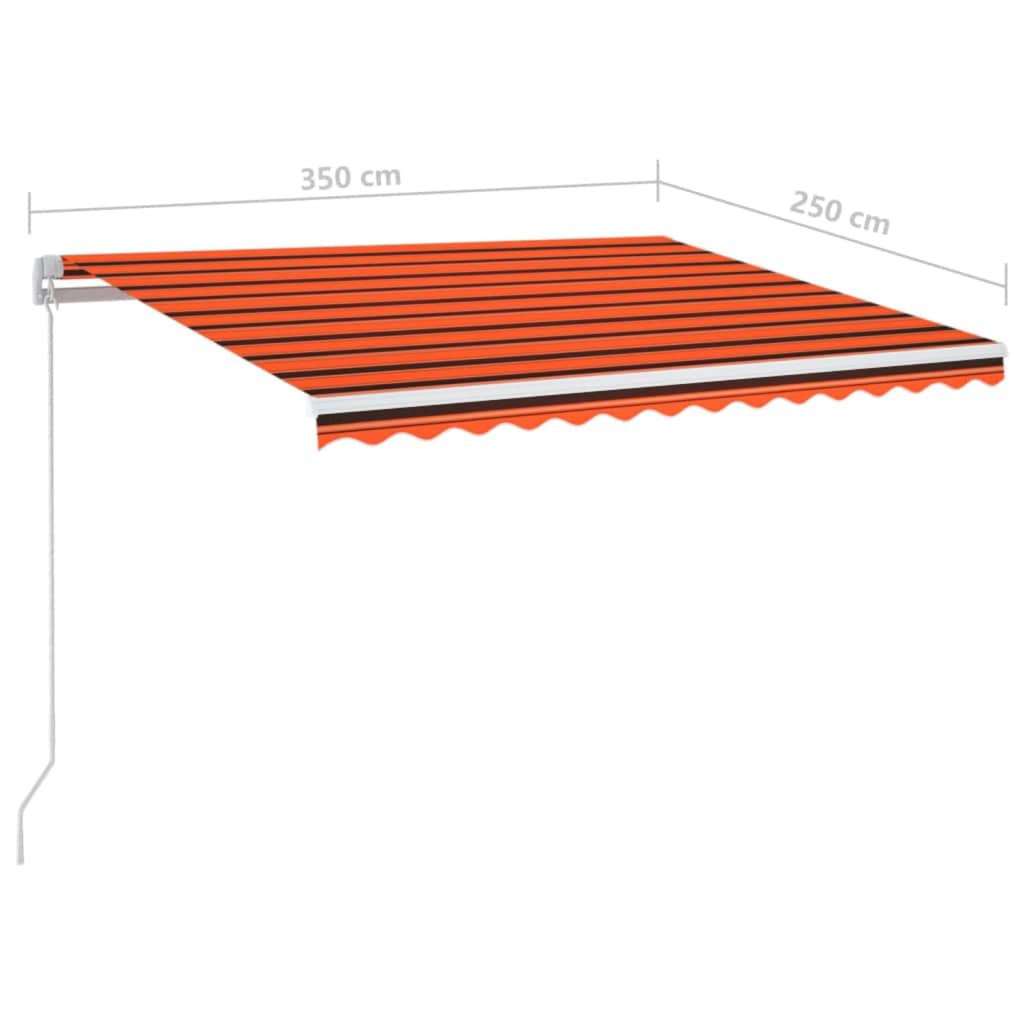 Manual retractable awning, orange and brown, 350x250cm