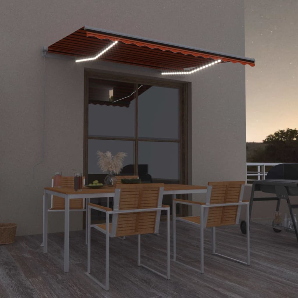 Manual retractable awning, orange and brown, 350x250cm