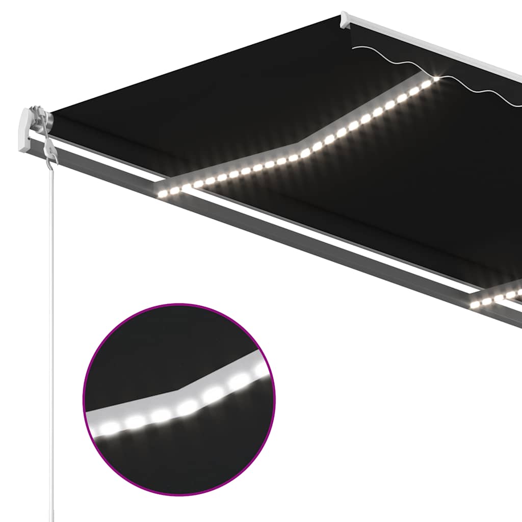 Automātiskā markīze ar LED/vēja sensoru, antracīta, 350x250cm