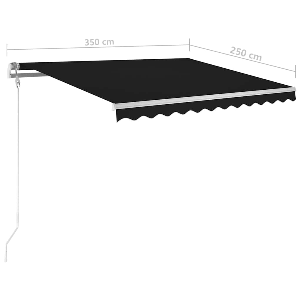 Automātiskā markīze ar LED/vēja sensoru, antracīta, 350x250cm