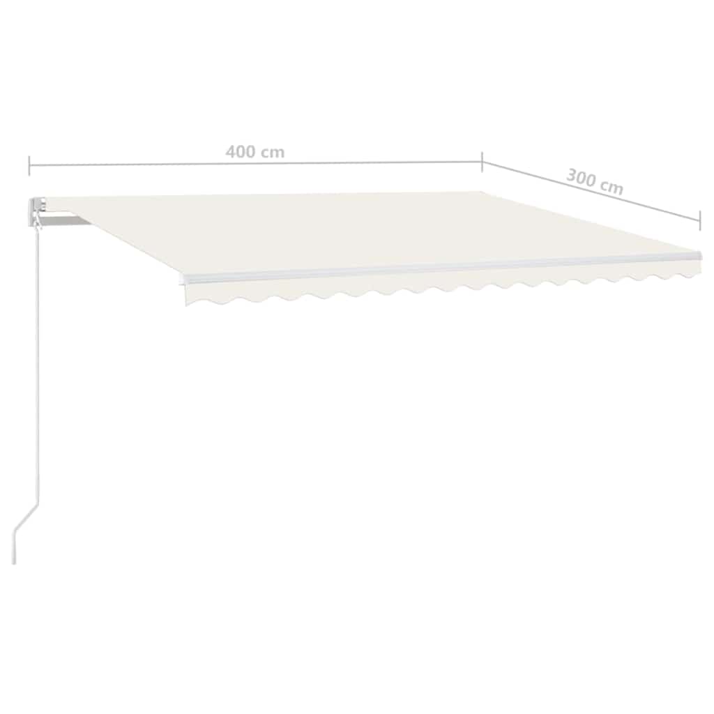 Rankiniu būdu ištraukiama markizė su LED, kreminė, 400x300cm