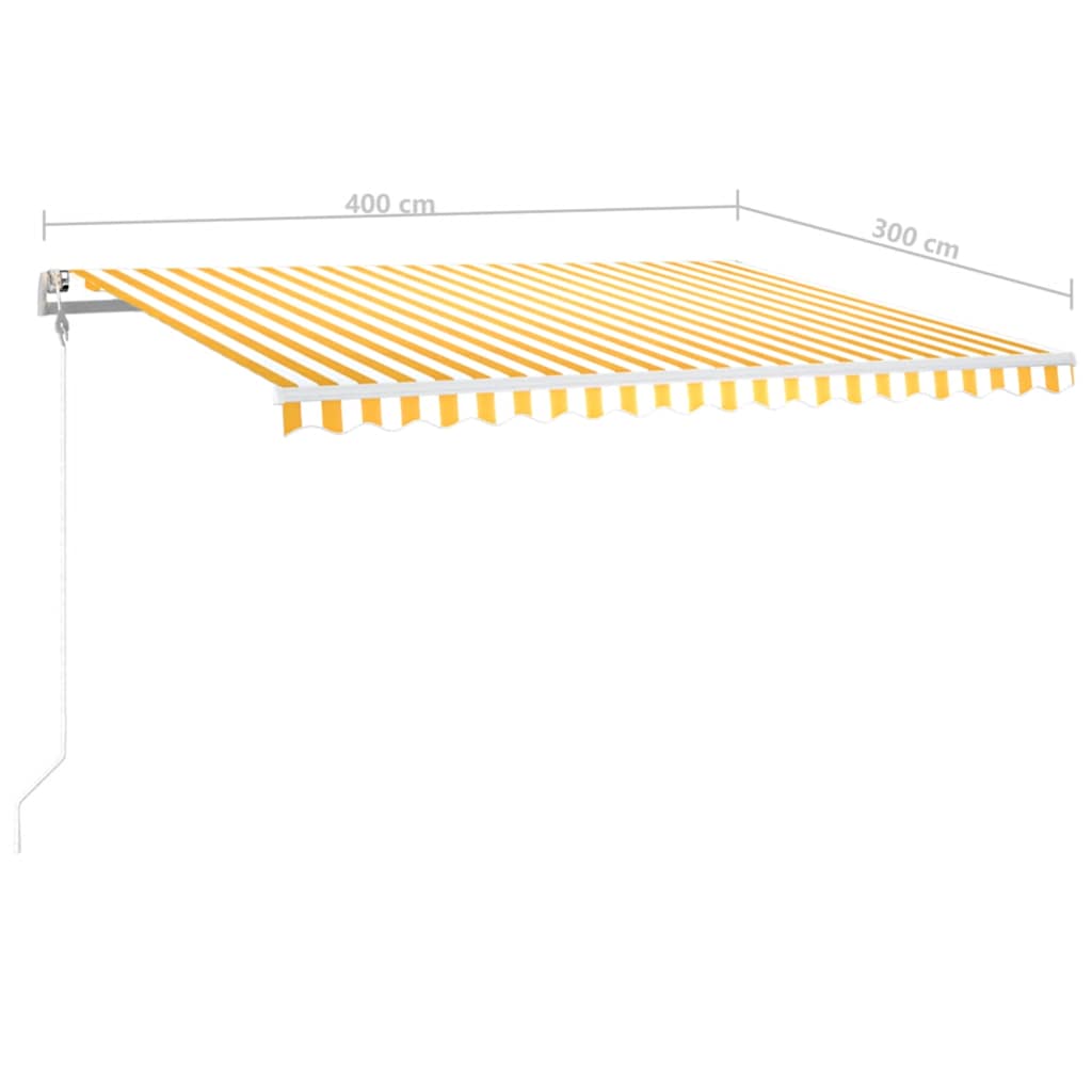 Markizė su LED/vėjo jutikliu, geltona/balta, 400x300cm