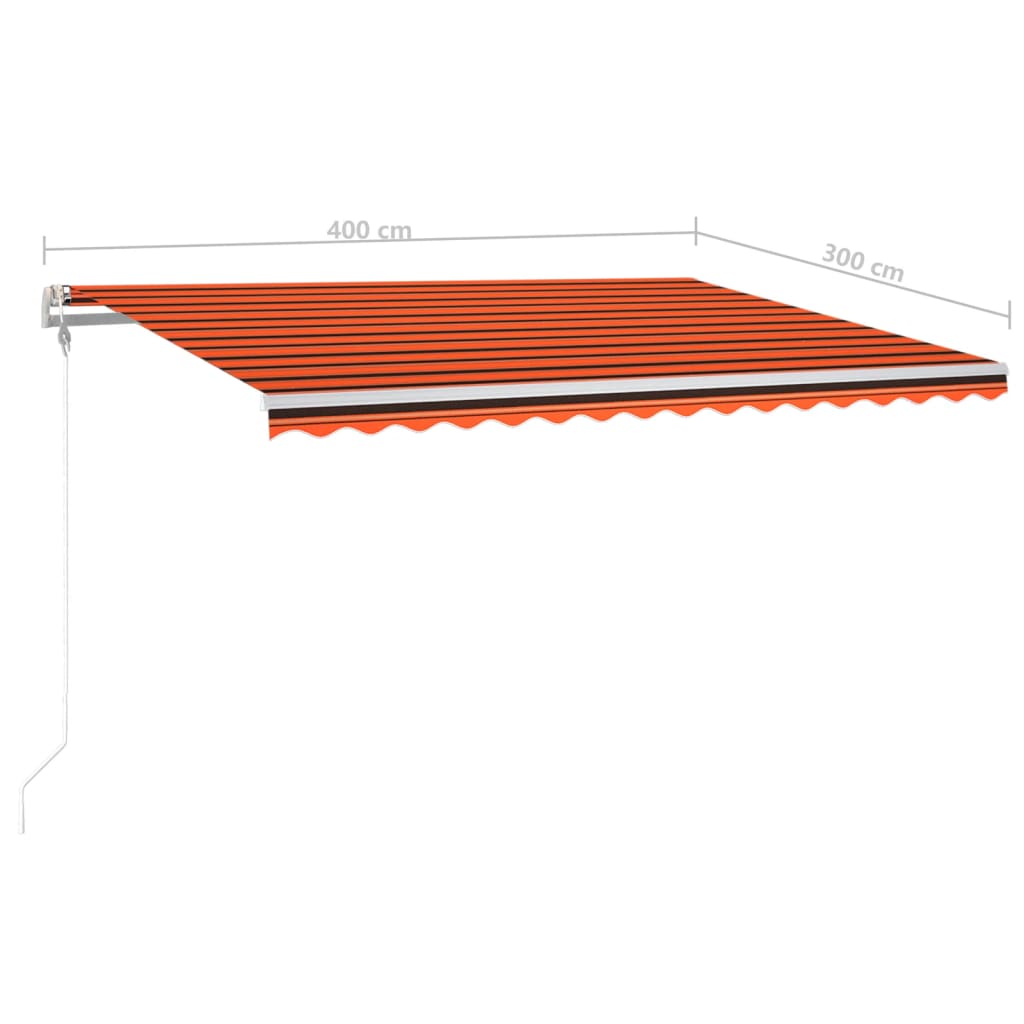 Markizė su LED/vėjo jutikliu, oranžinė/ruda, 400x300cm