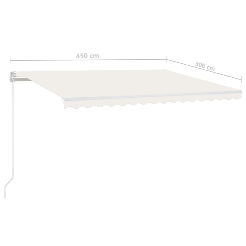 Rankiniu būdu ištraukiama markizė su LED, kreminė, 450x300cm