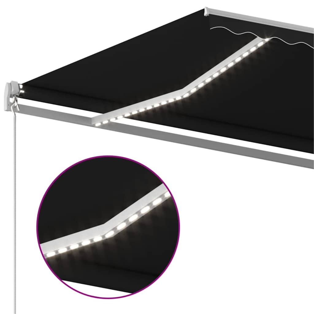 Rankiniu būdu ištraukiama markizė su LED, antracito, 450x300cm