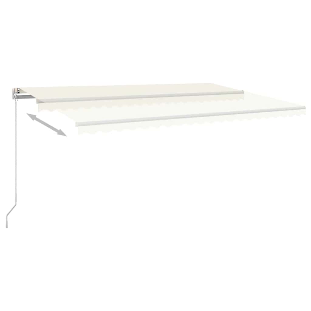 Rankiniu būdu ištraukiama markizė su LED, kreminė, 500x300cm