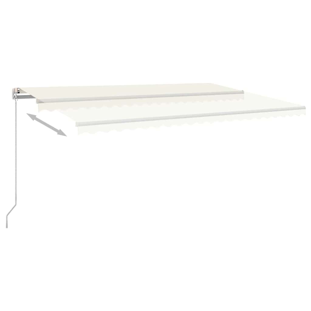 Manual Retractable Awning with LED, Cream, 500x300cm