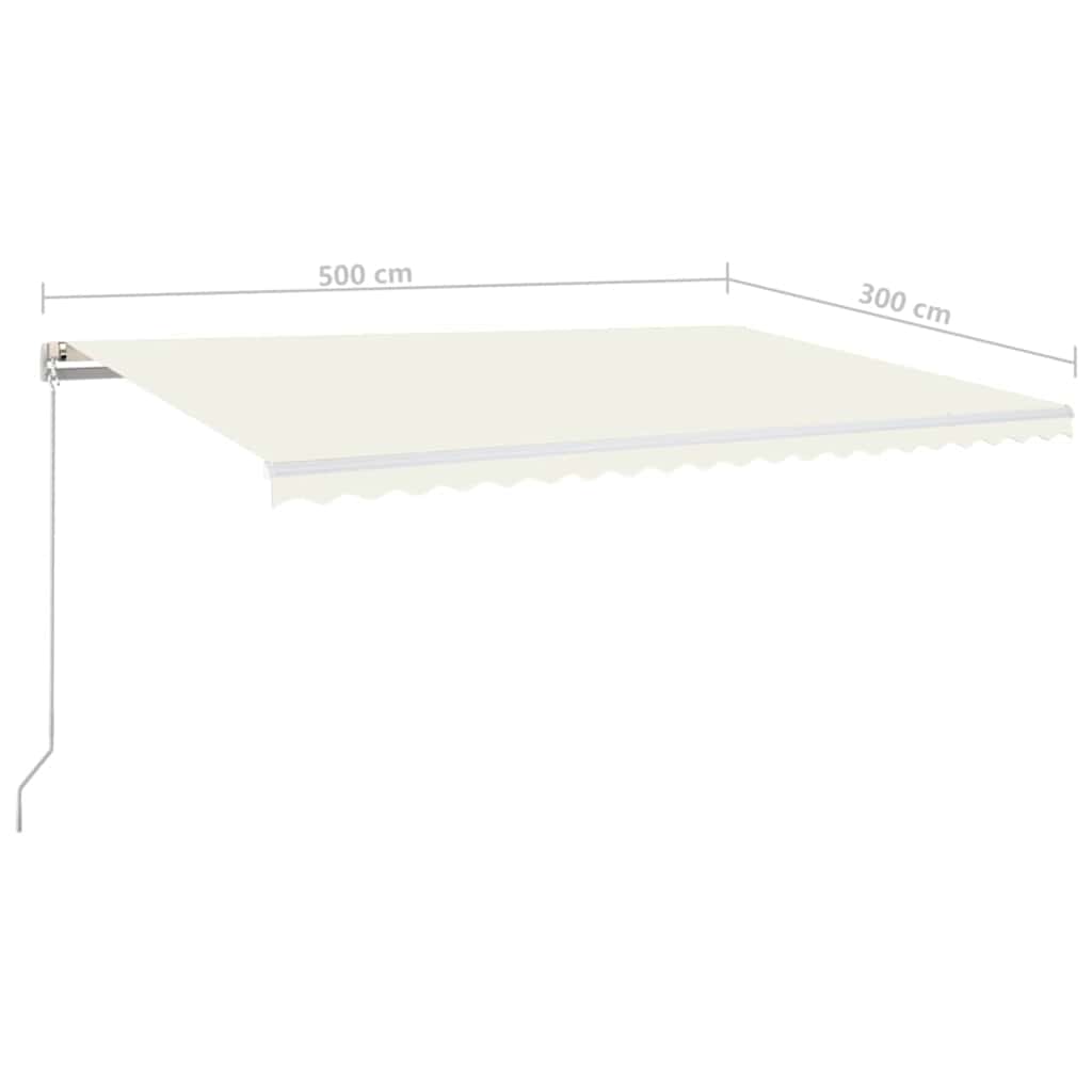 Manual Retractable Awning with LED, Cream, 500x300cm