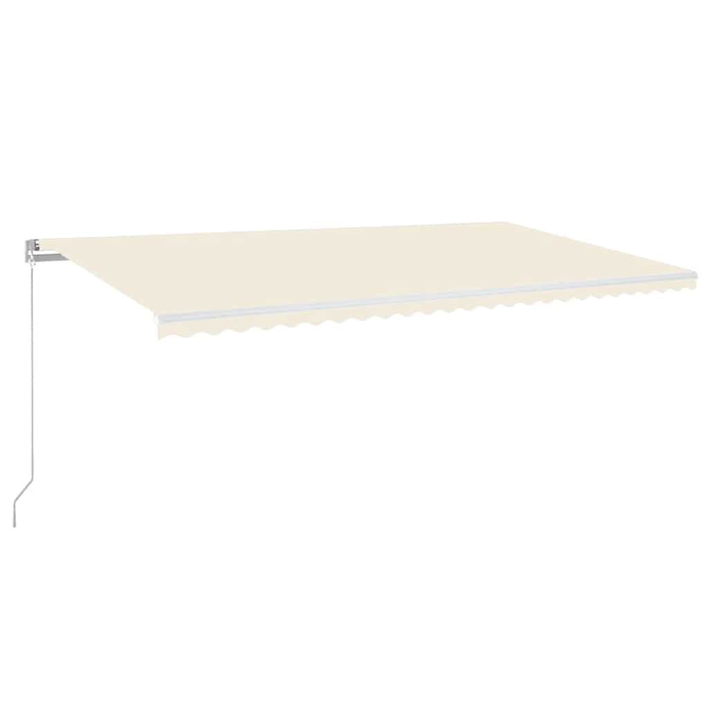 Rankiniu būdu ištraukiama markizė su LED, kreminė, 600x300cm