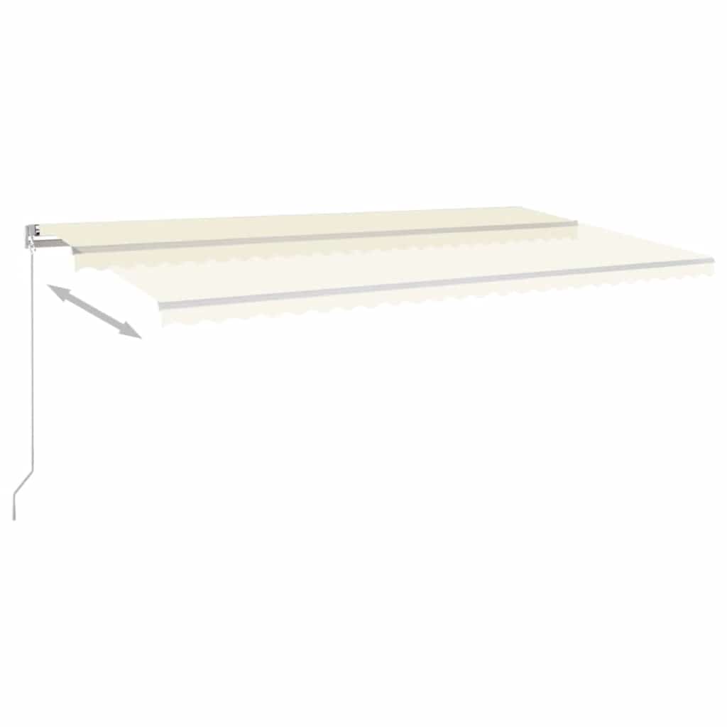 Manuāli izvelkama nojume ar LED apgaismojumu, krēmkrāsas, 600x300cm
