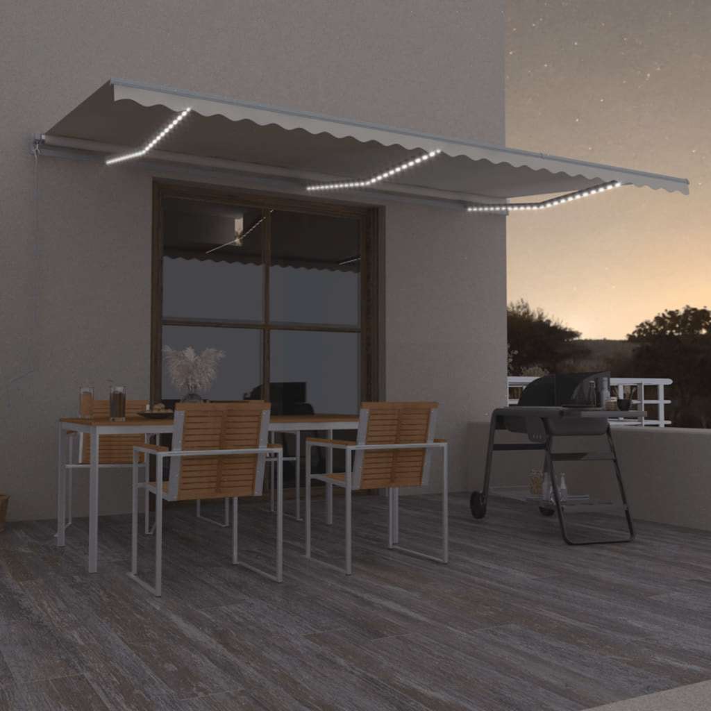 Manuāli izvelkama nojume ar LED apgaismojumu, krēmkrāsas, 600x300cm