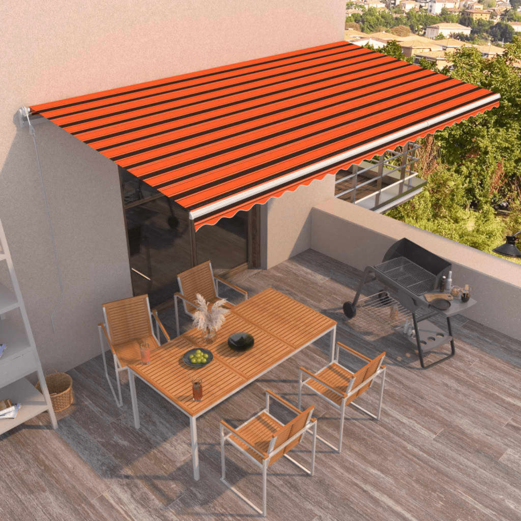 Automatinė ištraukiama markizė, 600x300 cm, oranžinė ir ruda