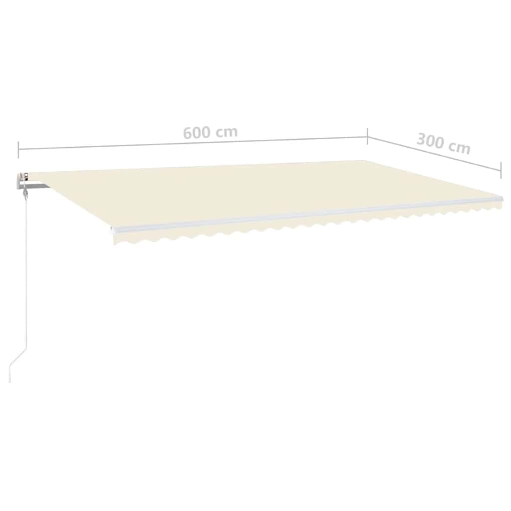 Automatinė markizė su LED/vėjo jutikliu, kreminė, 600x300cm