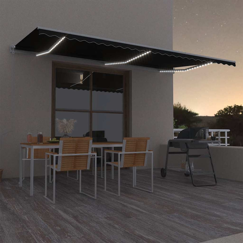 Automatic awning with LED/wind sensor, anthracite, 600x300cm