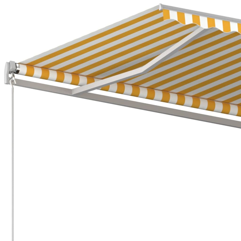 Manually retractable awning, yellow and white, 400x350cm