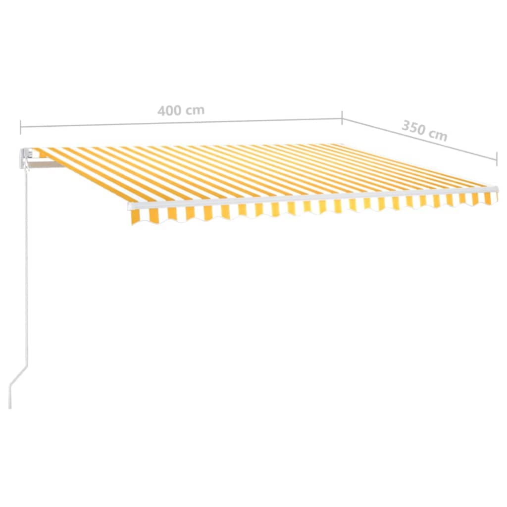 Manually retractable awning, yellow and white, 400x350cm