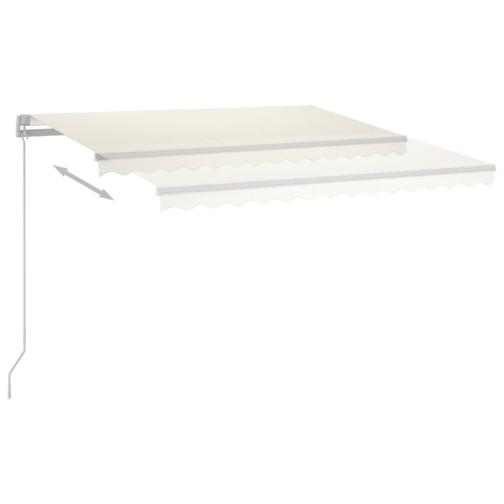 Manuāli izvelkams marķīzs ar LED, krēmkrāsas, 400x350 cm
