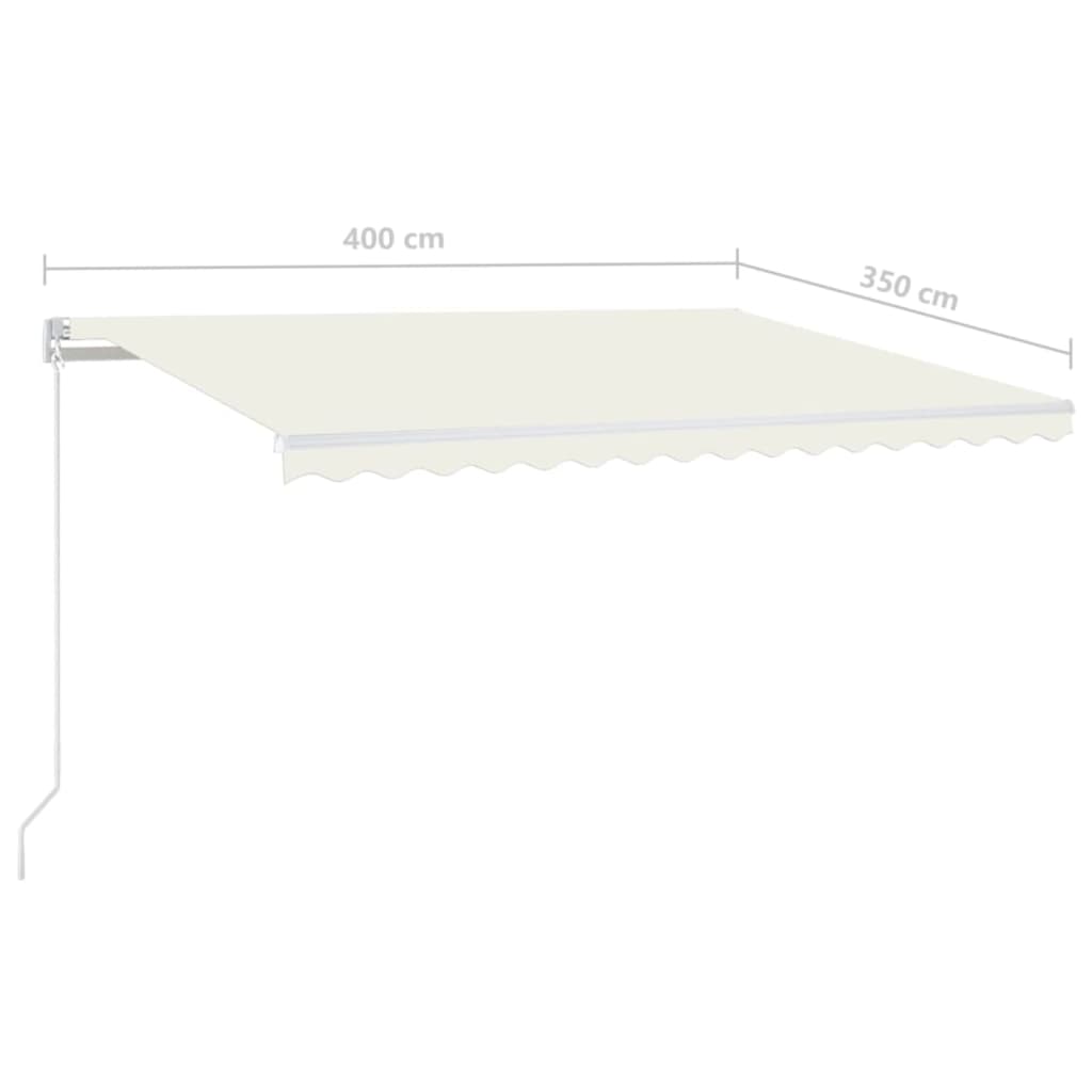 Manuāli izvelkams marķīzs ar LED, krēmkrāsas, 400x350 cm