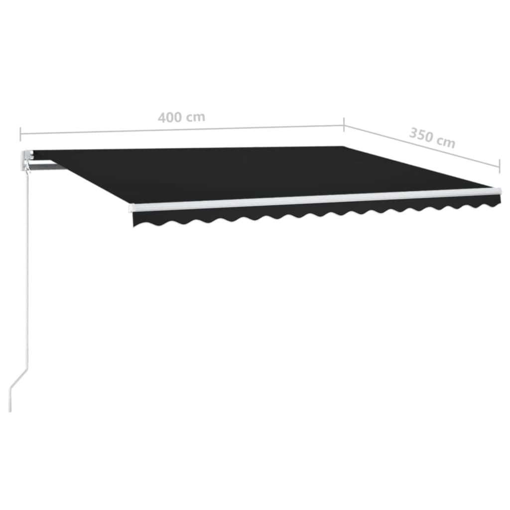 Manuāli izvelkama markīze ar LED, antracītā krāsā, 400x350cm