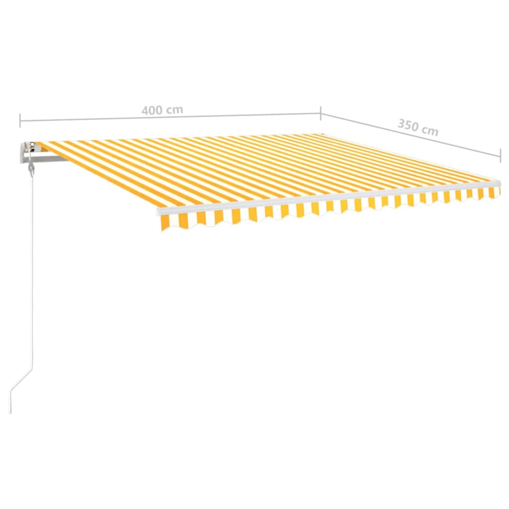 Markizė su LED/vėjo jutikliu, geltona/balta, 400x350cm