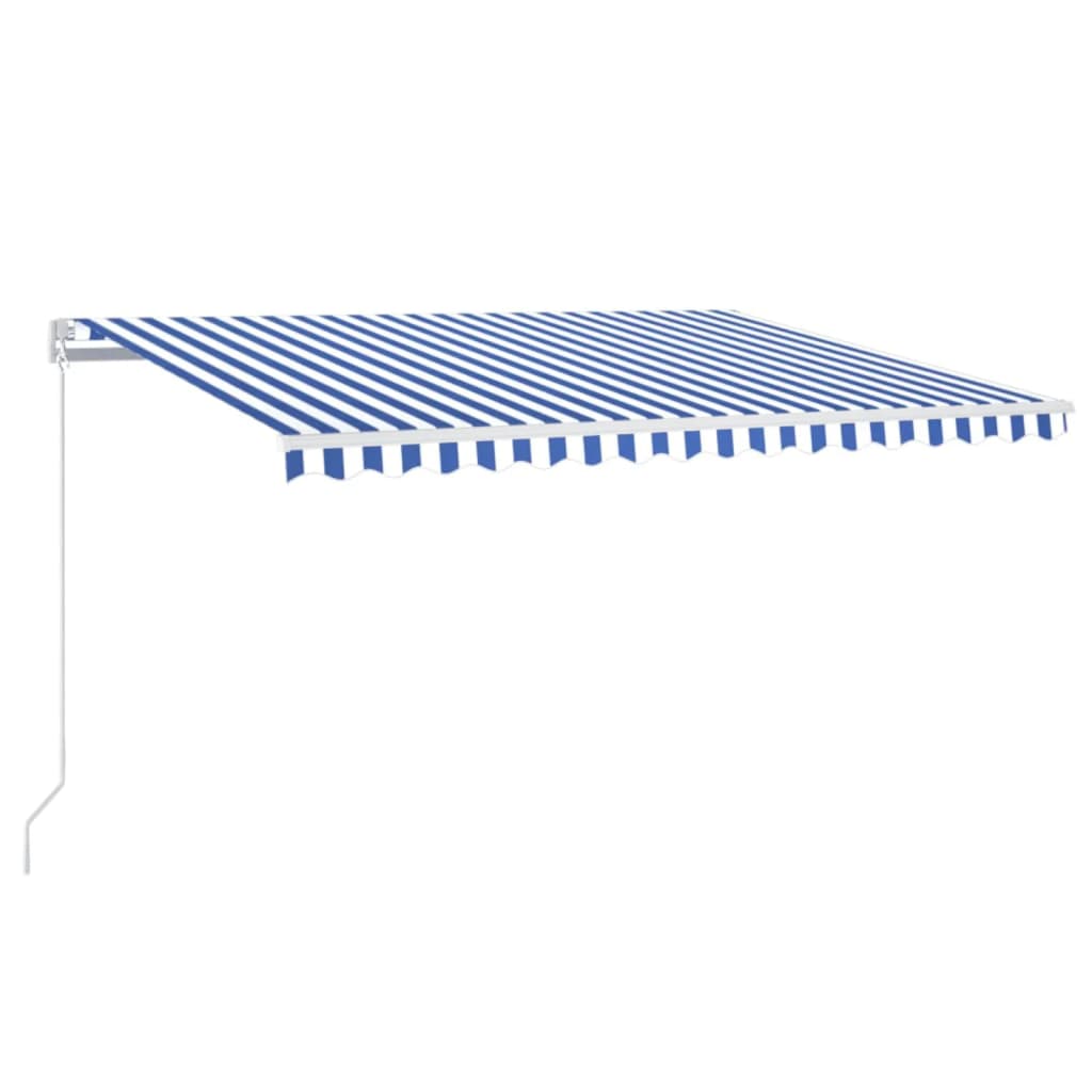 Manually retractable awning, blue and white, 450x350cm