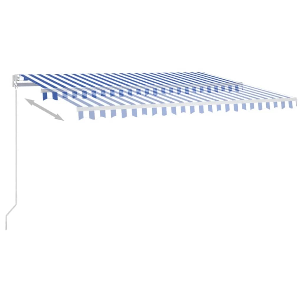 Manually retractable awning, blue and white, 450x350cm