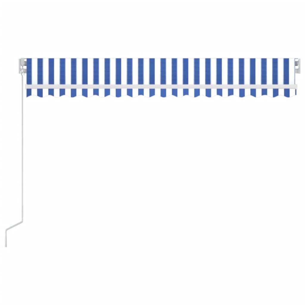 Manually retractable awning, blue and white, 450x350cm