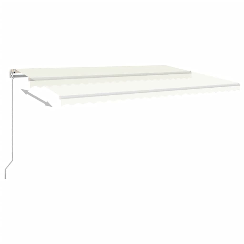 Rankiniu būdu ištraukiama markizė su LED, kreminė, 500x350cm