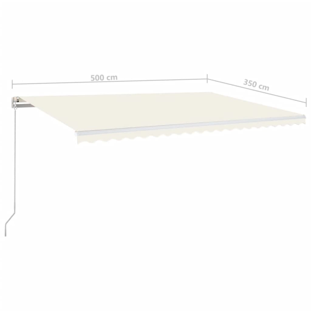 Rankiniu būdu ištraukiama markizė su LED, kreminė, 500x350cm