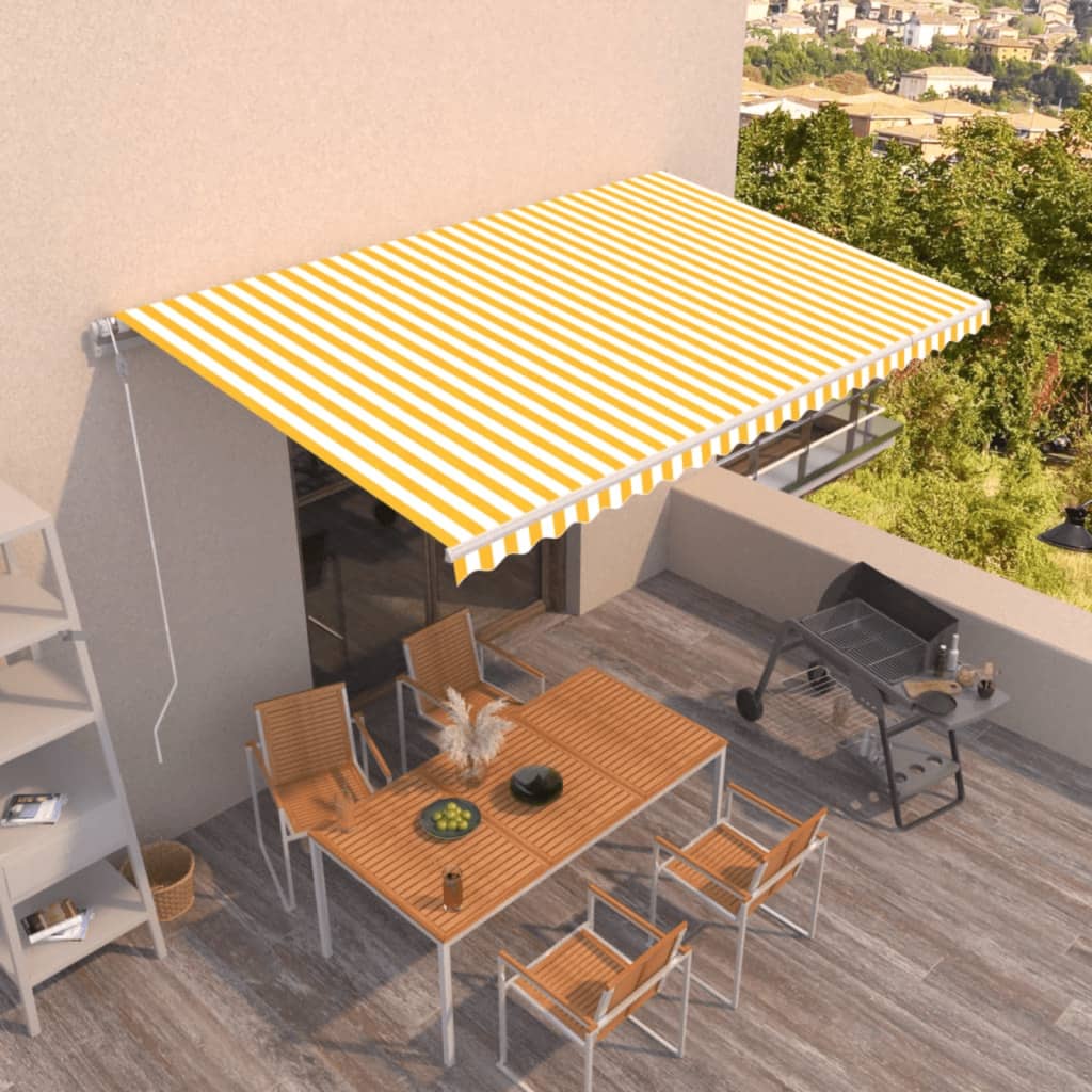 Automatinė ištraukiama markizė, geltona ir balta, 500x350cm