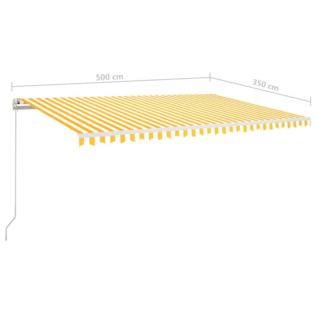 Markīze ar LED/vēja sensoru, dzeltena/balta, 500x350cm