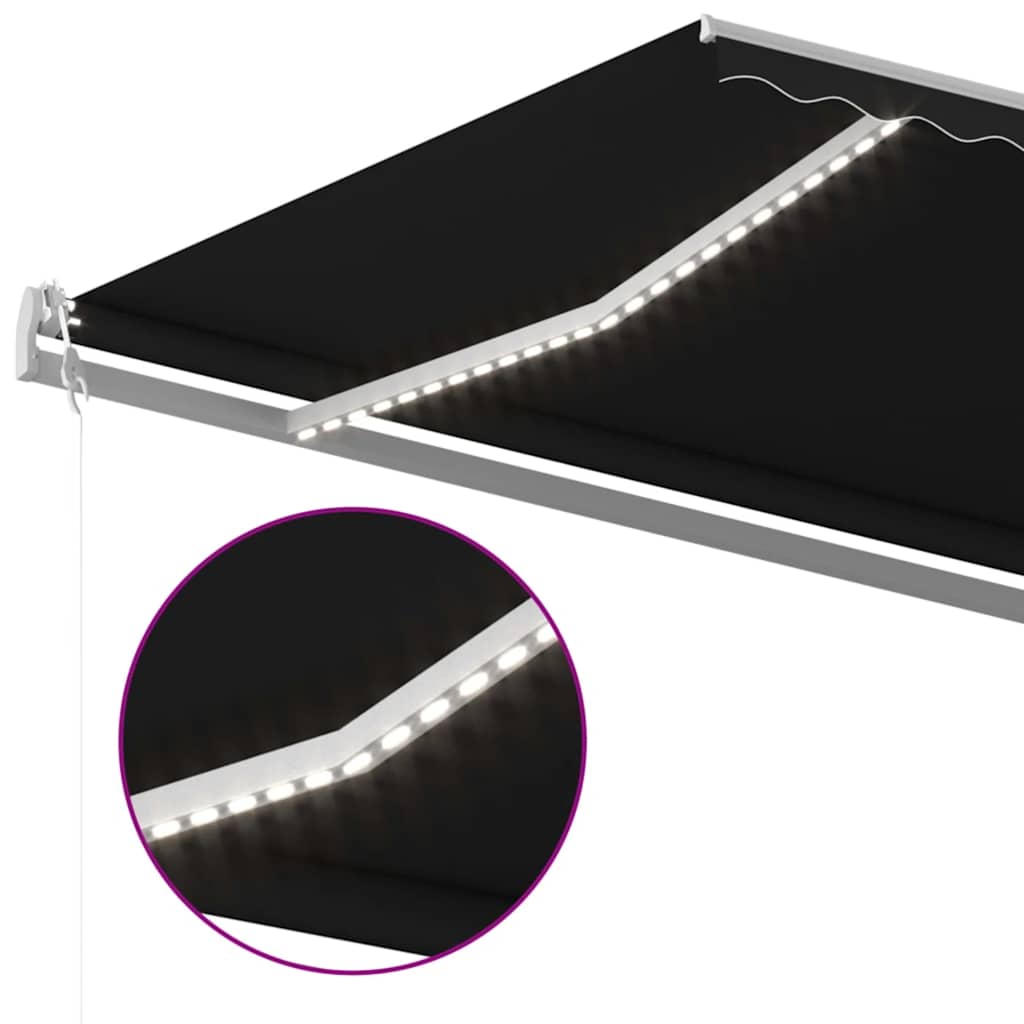 Automatic awning with LED/wind sensor, anthracite, 500x350cm