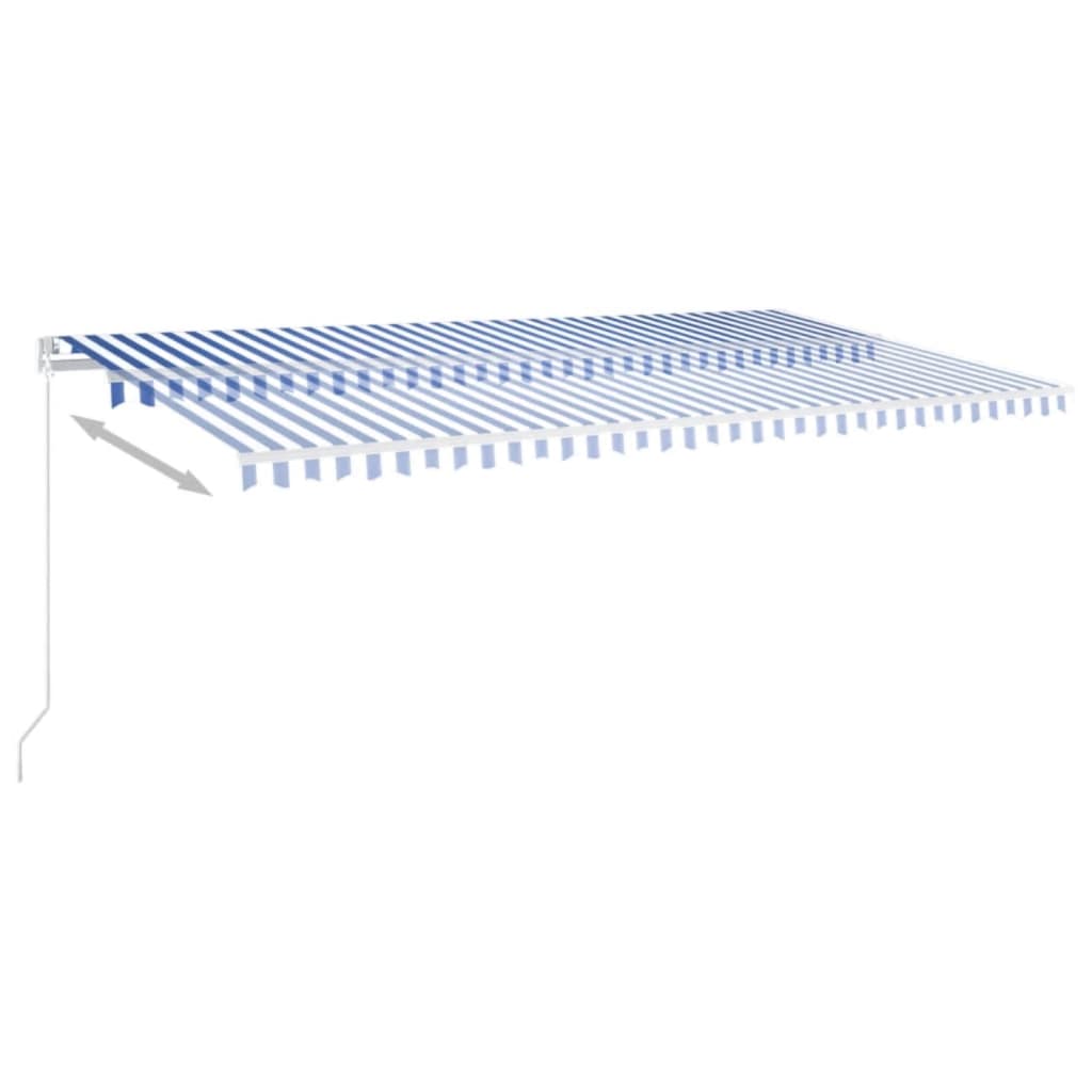 Manually retractable awning, blue/white, 600x350cm