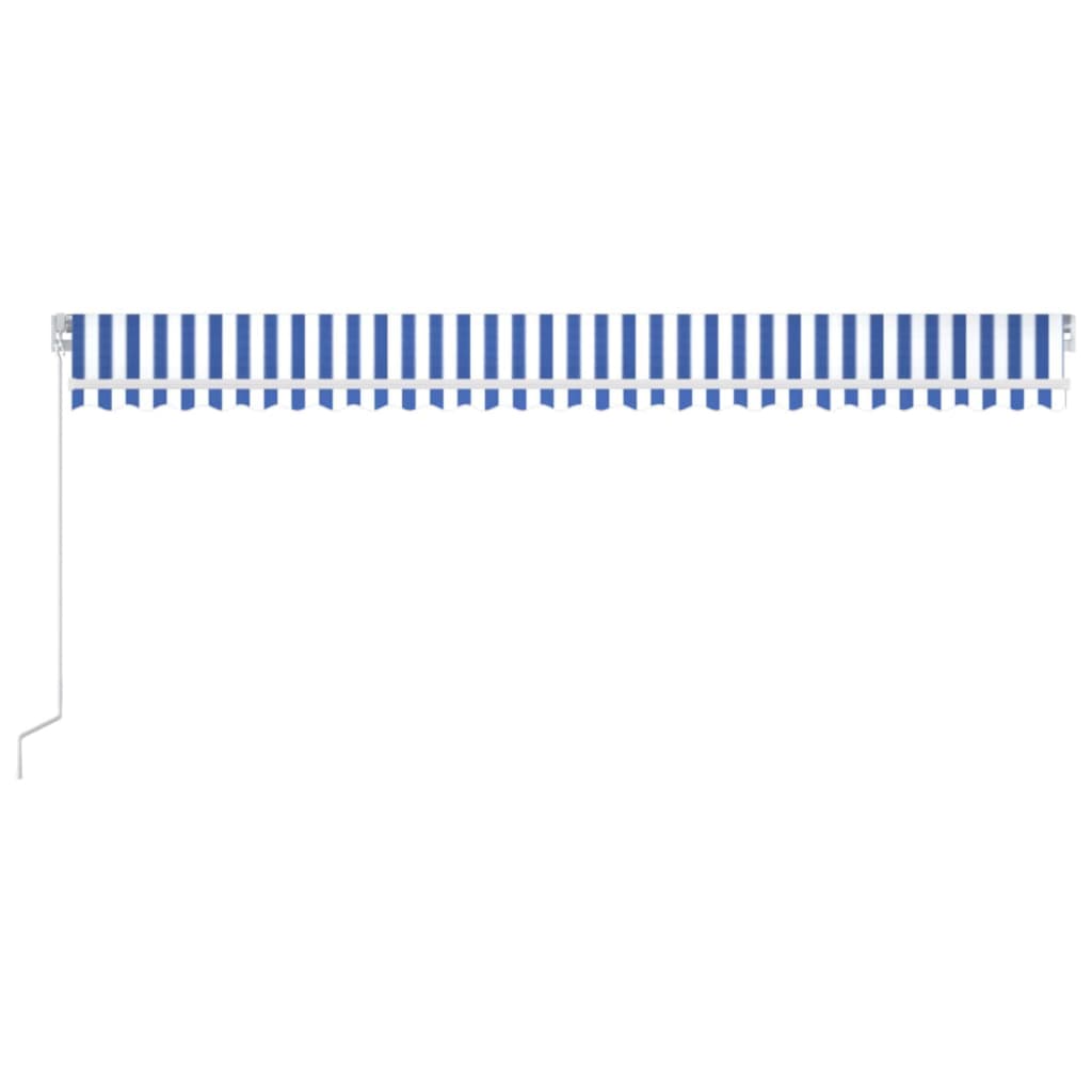 Manually retractable awning, blue/white, 600x350cm
