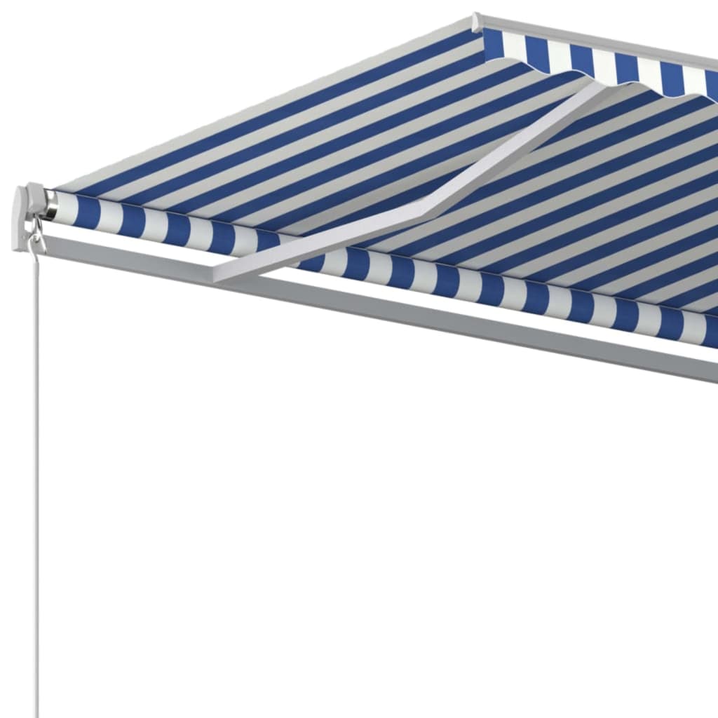 Manually retractable awning, blue/white, 600x350cm