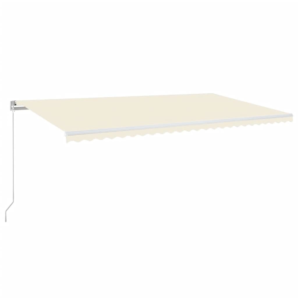 Rankiniu būdu ištraukiama markizė su LED, kreminė, 600x350cm