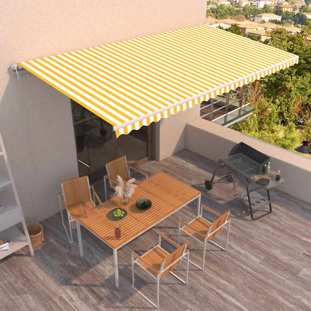 Automatinė ištraukiama markizė, geltona ir balta, 600x350cm