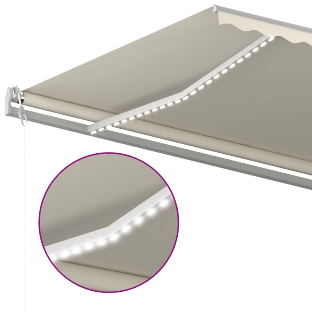 Automatic awning with LED/wind sensor, cream, 600x350cm