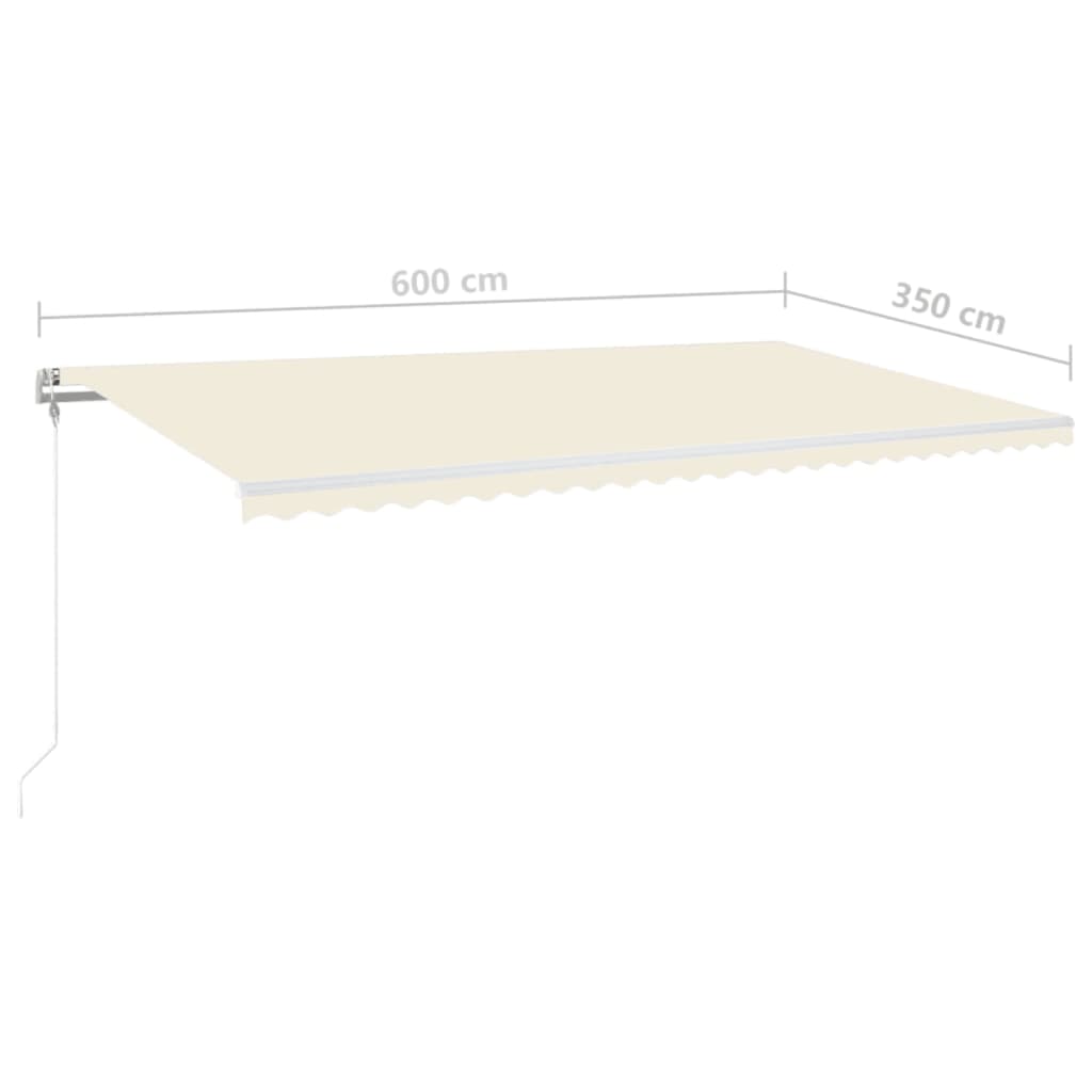 Automatic awning with LED/wind sensor, cream, 600x350cm